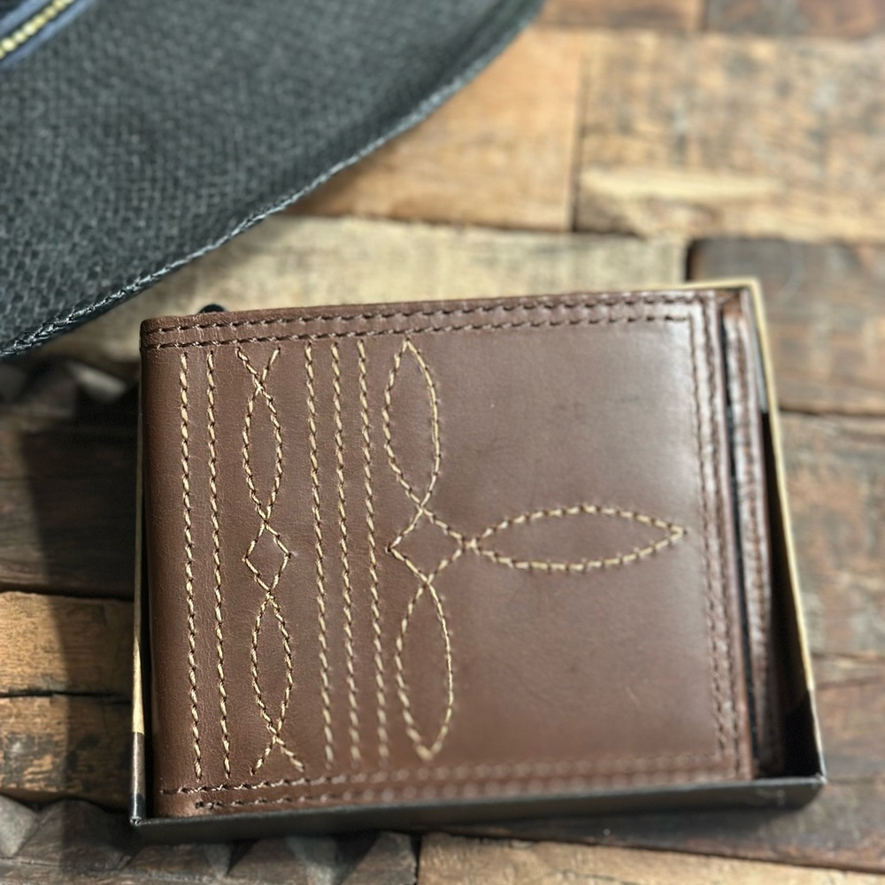 Justin Boots Slim Bifold Wallet Brown Leather